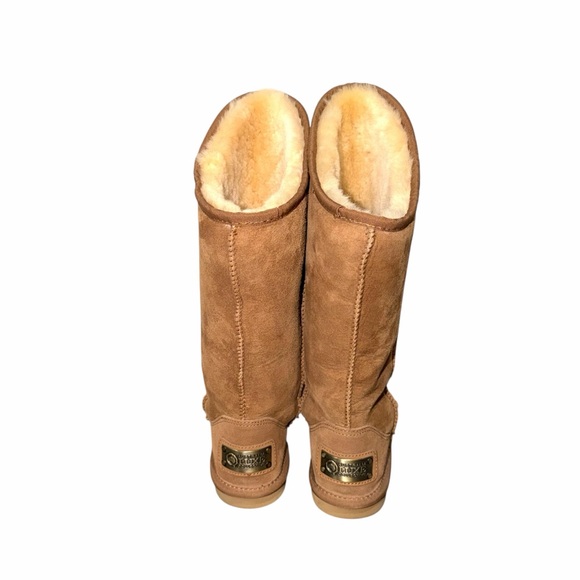 Australia Luxe Collective Cody Sheepskin Tan Suede Tall Shearling Boots Size 7 - Picture 9 of 11